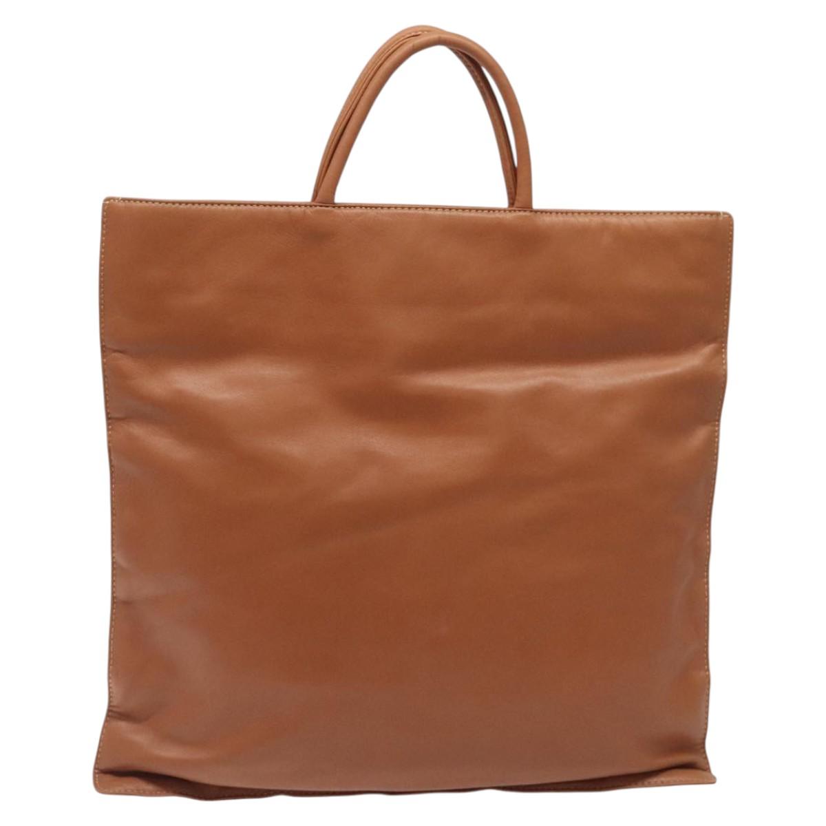 LOEWE Anagram Hand Bag Leather Brown Auth 117386