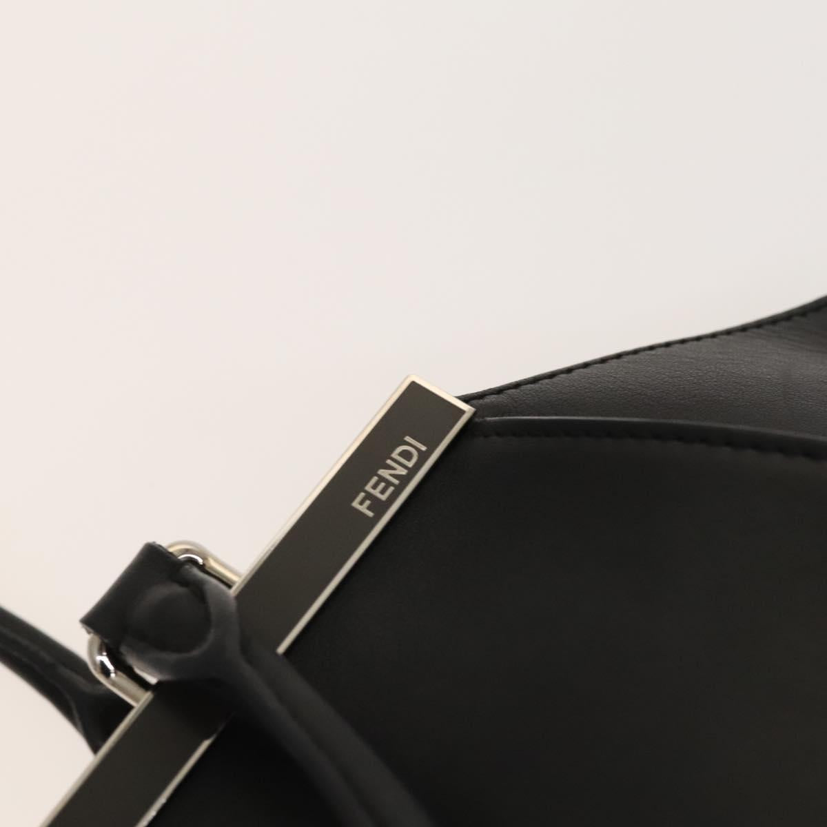 FENDI Trois Jules Tote Bag Leather 2way Black Auth 117388