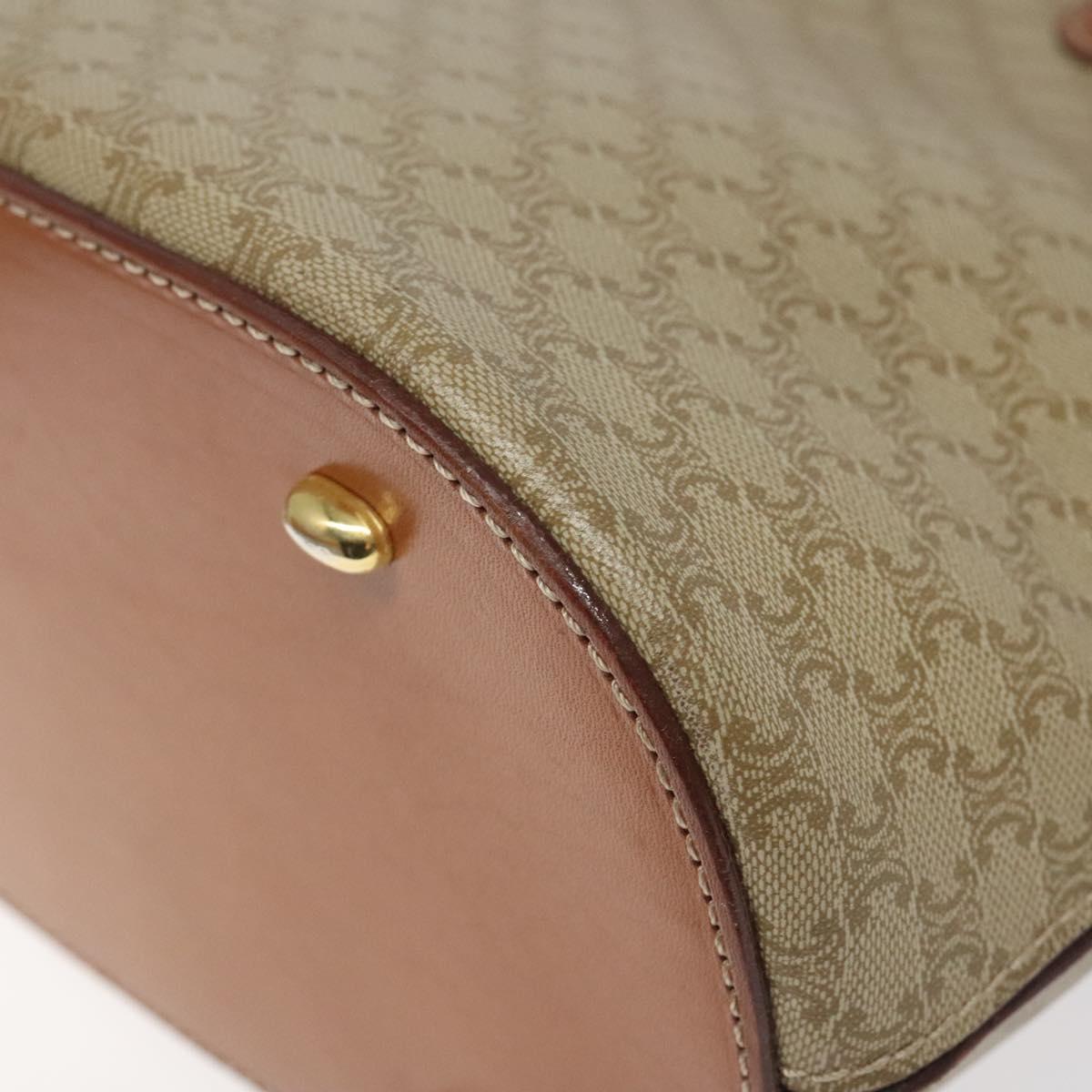 CELINE Macadam Canvas Hand Bag PVC Beige Gold Auth 117394