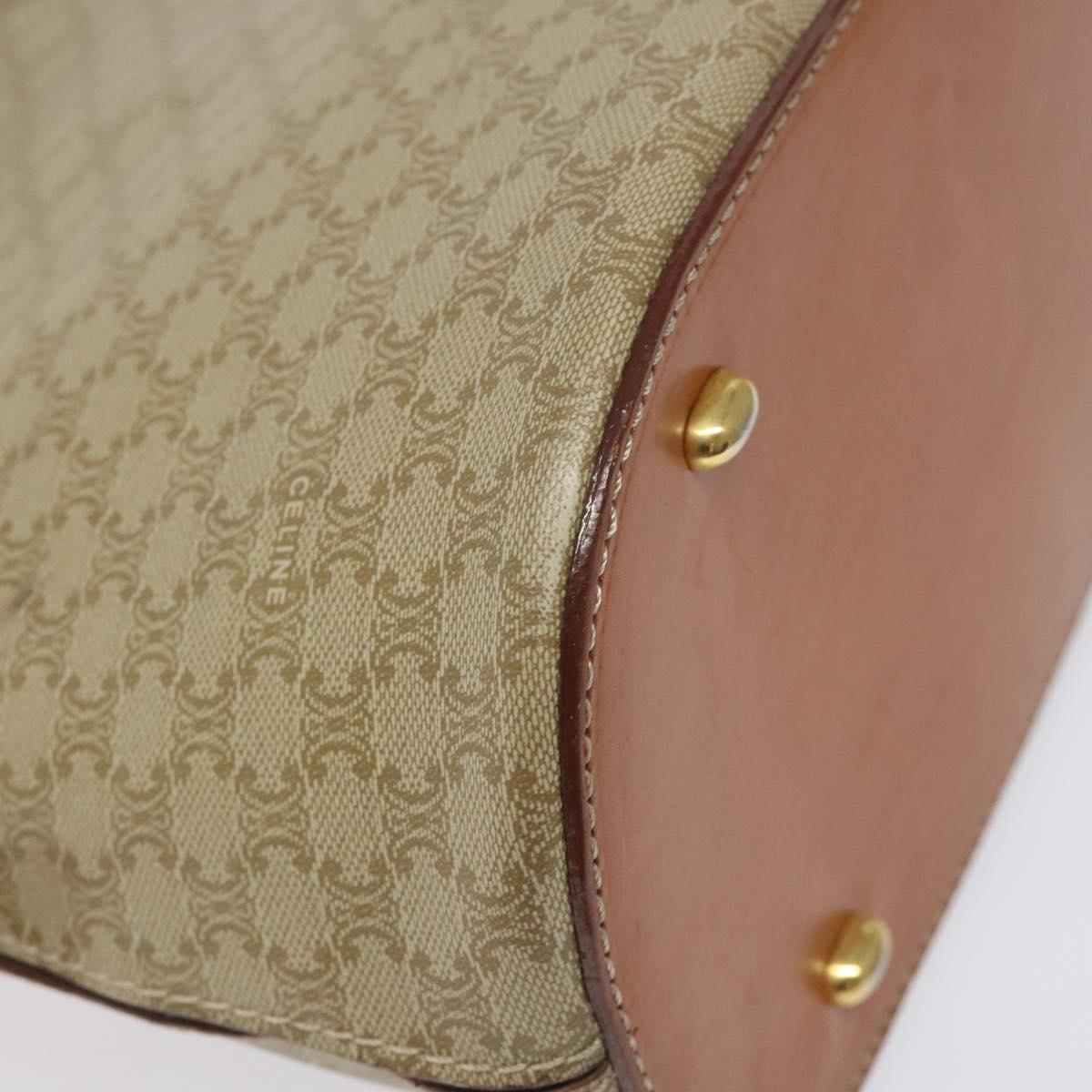 CELINE Macadam Canvas Hand Bag PVC Beige Gold Auth 117394