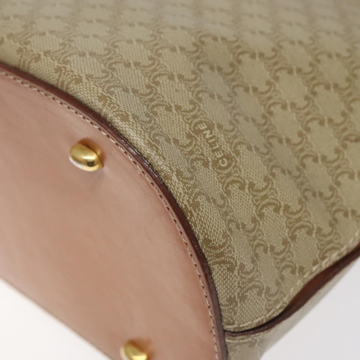 CELINE Macadam Canvas Hand Bag PVC Beige Gold Auth 117394