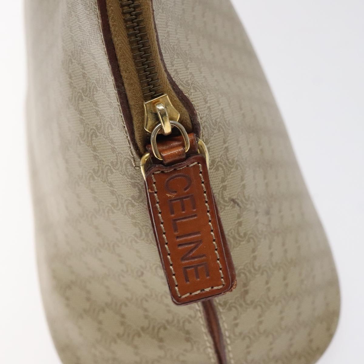 CELINE Macadam Canvas Hand Bag PVC Beige Gold Auth 117394