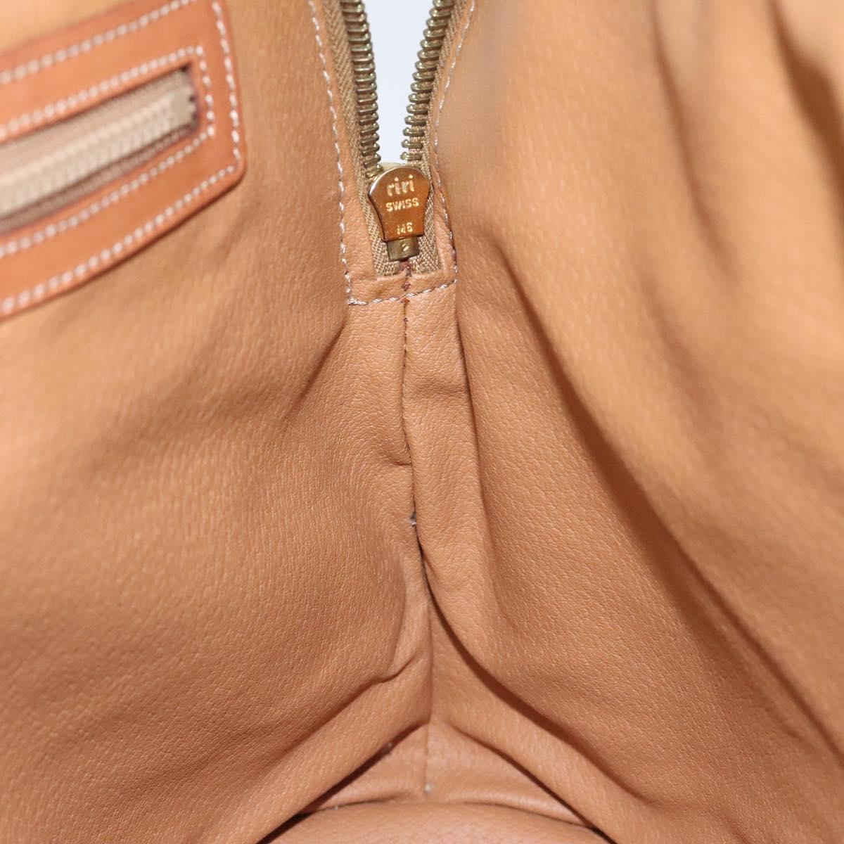 CELINE Macadam Canvas Hand Bag PVC Beige Gold Auth 117394