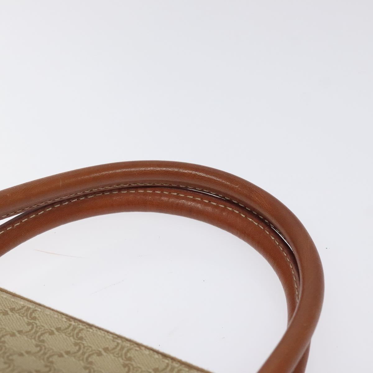 CELINE Macadam Canvas Hand Bag PVC Beige Gold Auth 117394