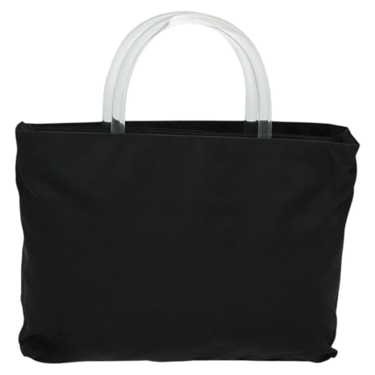 PRADA Hand Bag Nylon plastic Black Silver clear Auth 117404