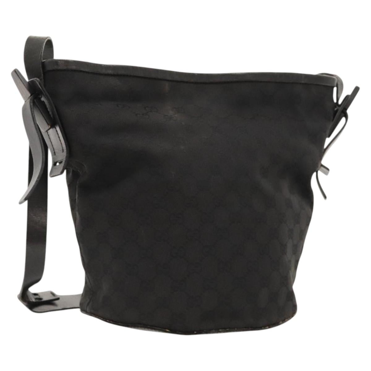 GUCCI GG Canvas Shoulder Bag Black Silver 106240 Auth 117411
