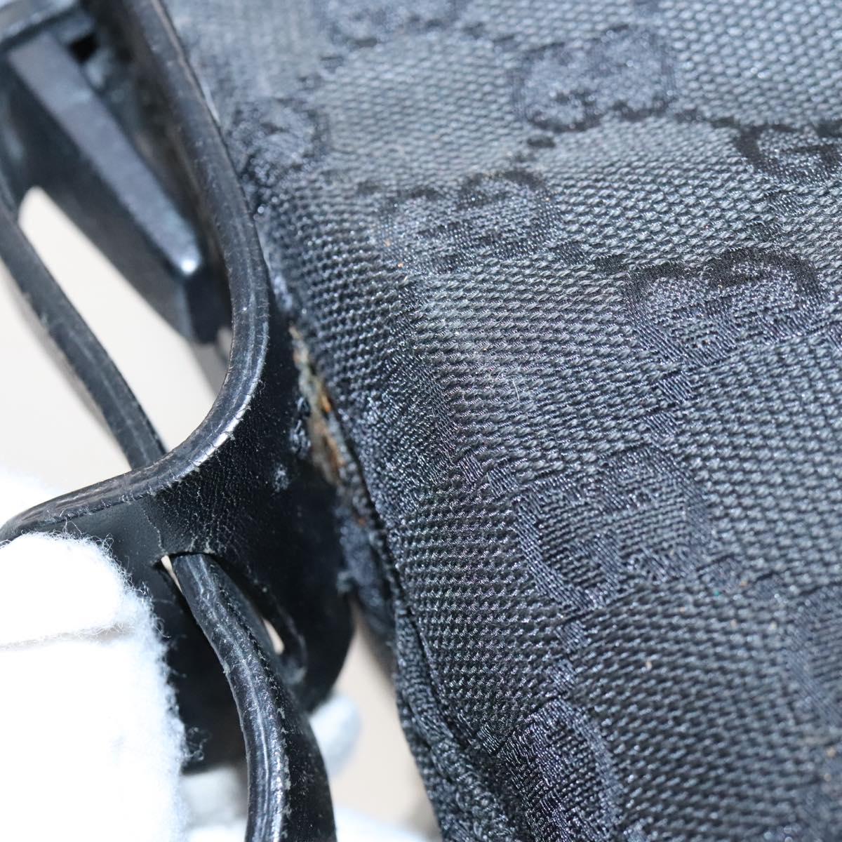 GUCCI GG Canvas Shoulder Bag Black Silver 106240 Auth 117411