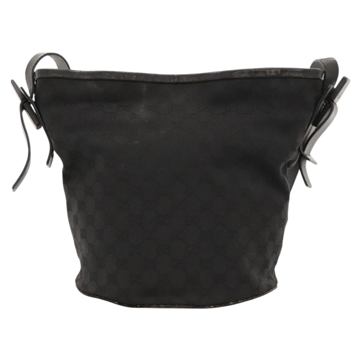 GUCCI GG Canvas Shoulder Bag Black Silver 106240 Auth 117411