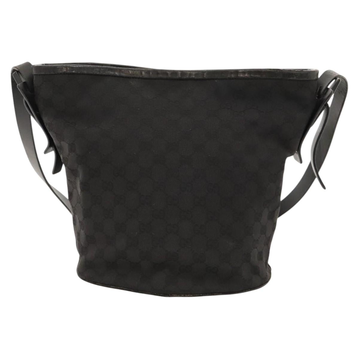 GUCCI GG Canvas Shoulder Bag Black Silver 106240 Auth 117411