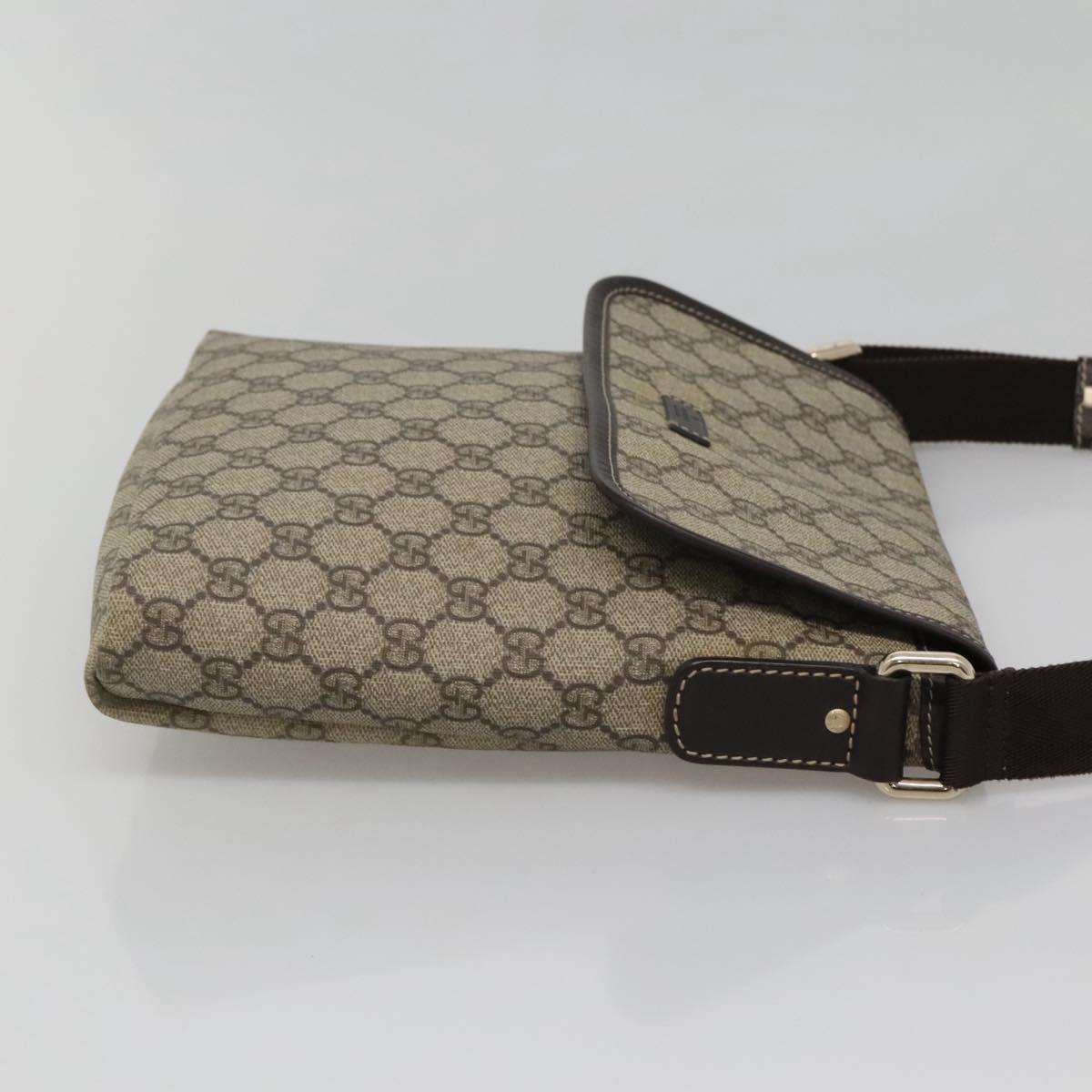 GUCCI GG Supreme Shoulder Bag PVC Leather Beige 223666 Auth 117420