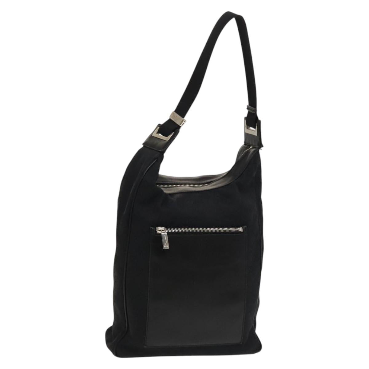 GUCCI GG Canvas Shoulder Bag Black Silver 019 0538 Auth 117433