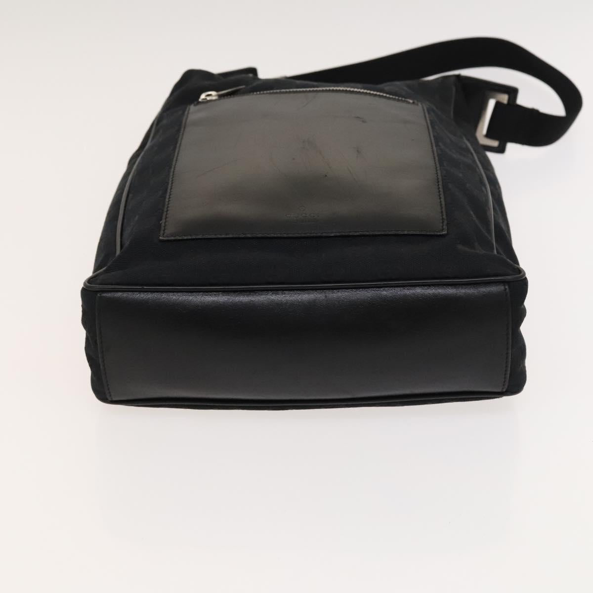 GUCCI GG Canvas Shoulder Bag Black Silver 019 0538 Auth 117433