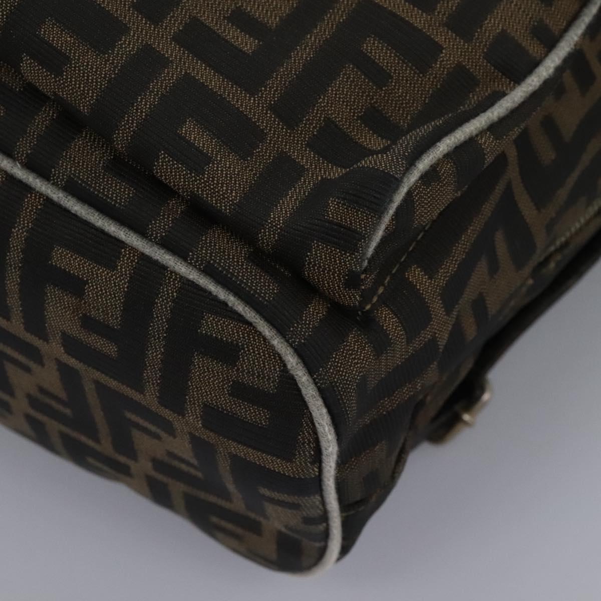 FENDI Zucca Canvas Backpack Brown Black gold Auth 117434