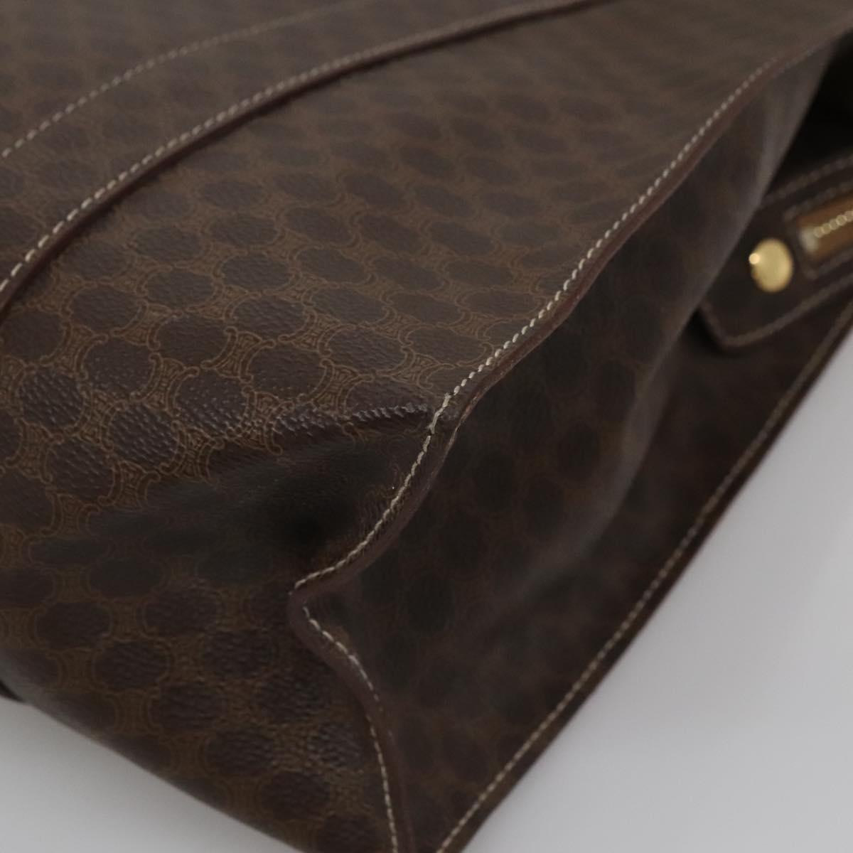 CELINE Macadam Canvas Tote Bag PVC Leather Brown Gold Auth 117440