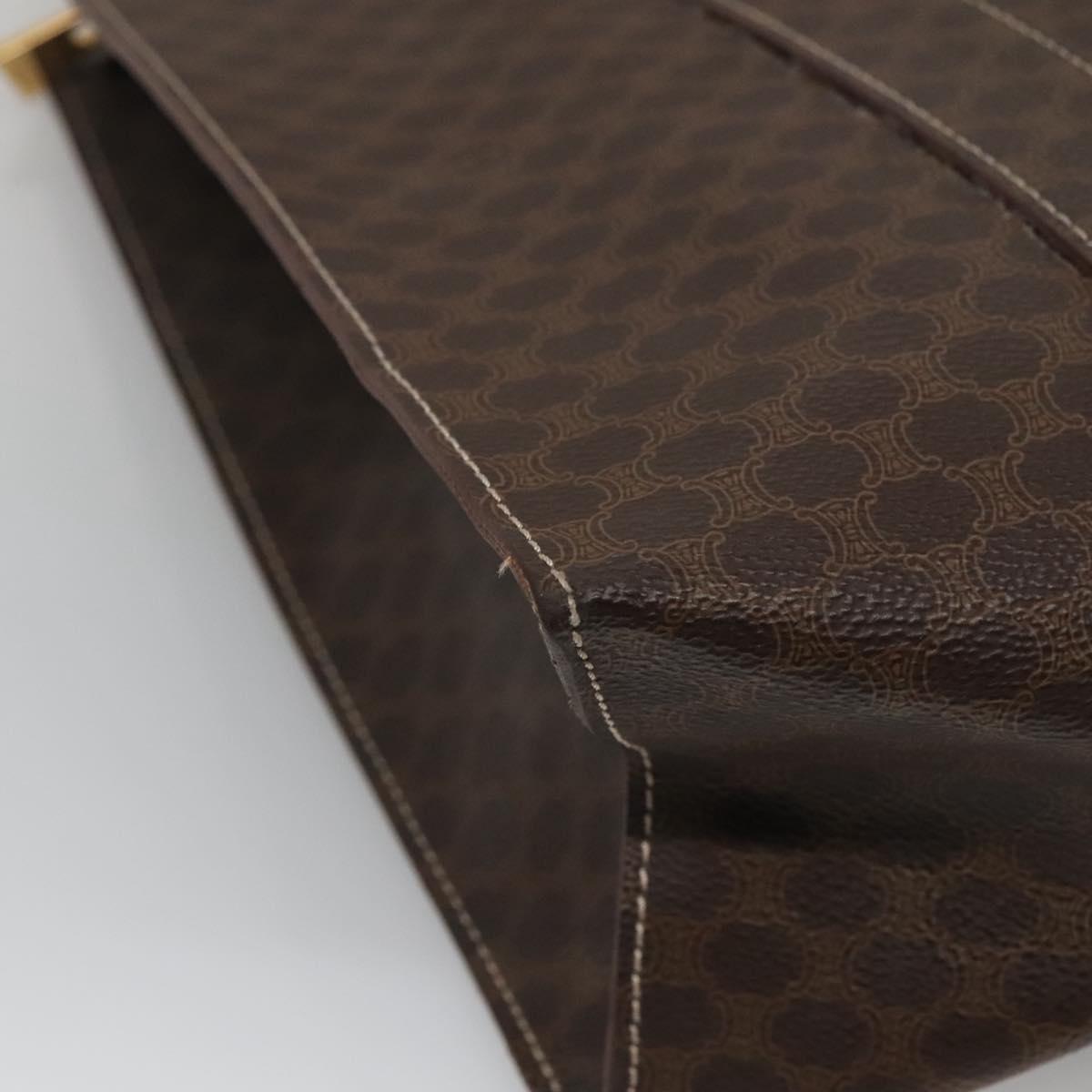 CELINE Macadam Canvas Tote Bag PVC Leather Brown Gold Auth 117440