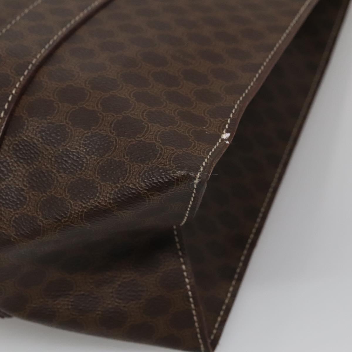 CELINE Macadam Canvas Tote Bag PVC Leather Brown Gold Auth 117440