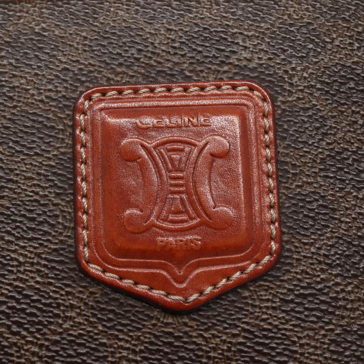 CELINE Macadam Canvas Tote Bag PVC Leather Brown Gold Auth 117440