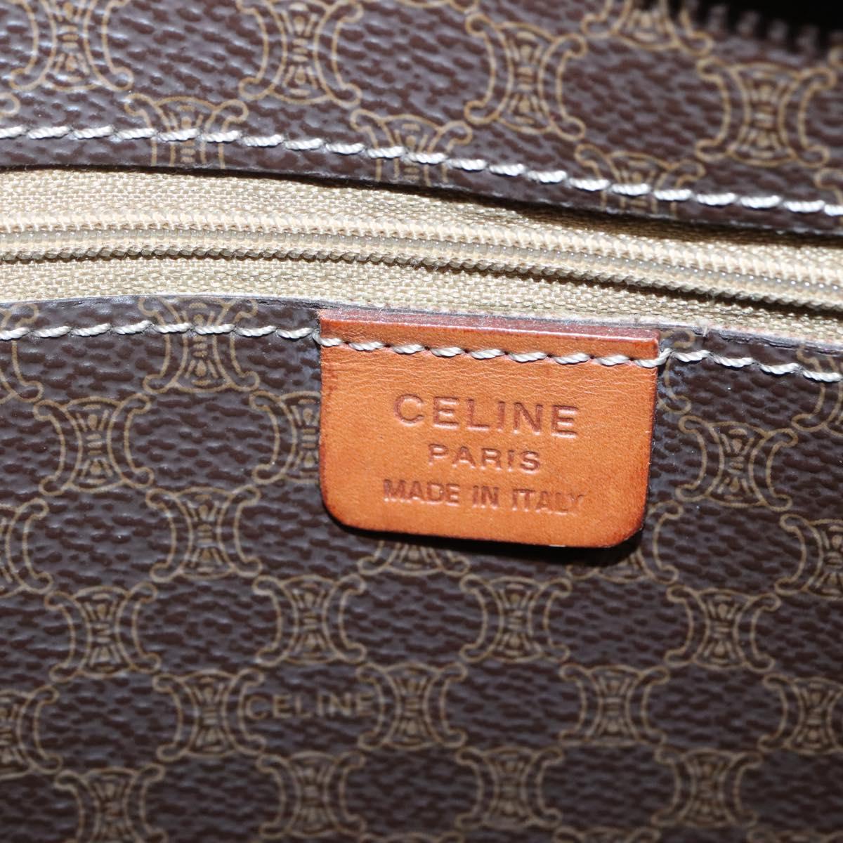 CELINE Macadam Canvas Tote Bag PVC Leather Brown Gold Auth 117440