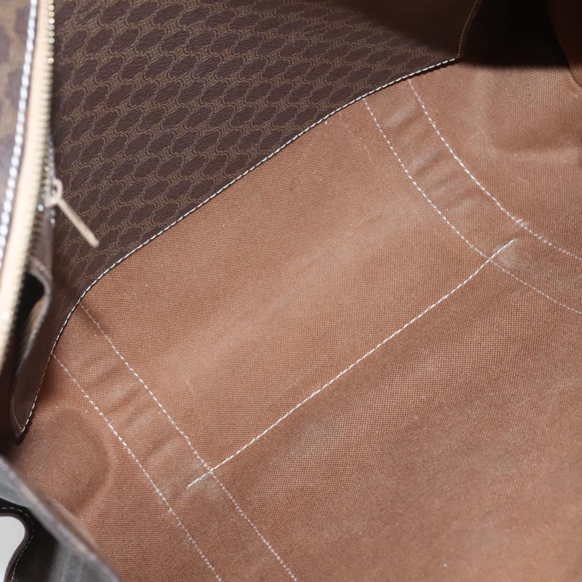 CELINE Macadam Canvas Tote Bag PVC Leather Brown Gold Auth 117440