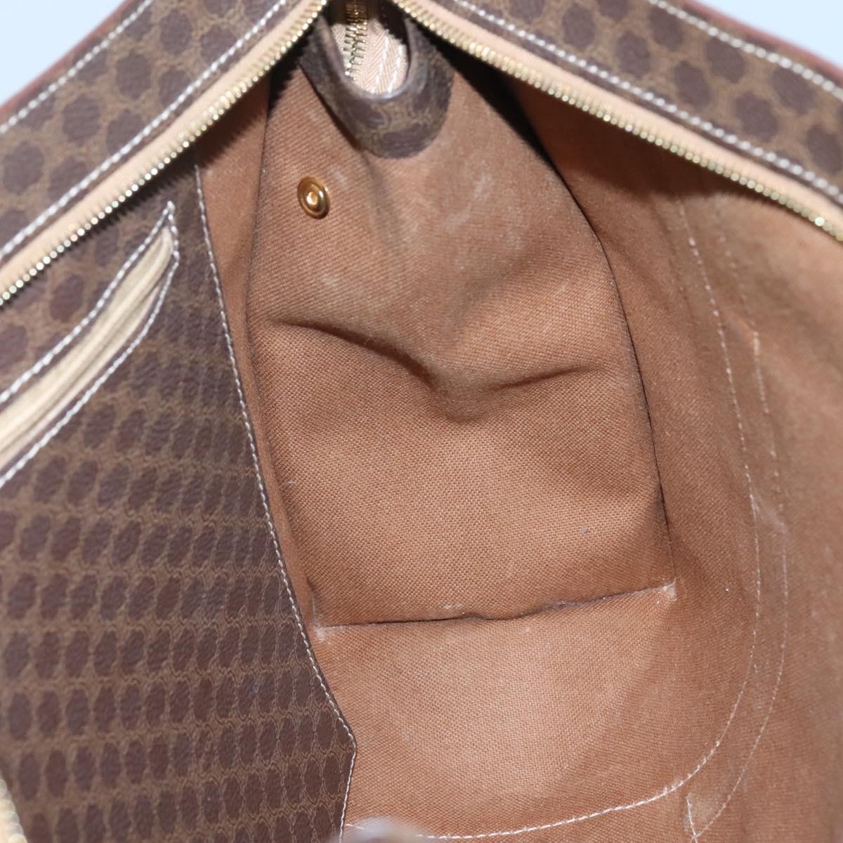 CELINE Macadam Canvas Tote Bag PVC Leather Brown Gold Auth 117440