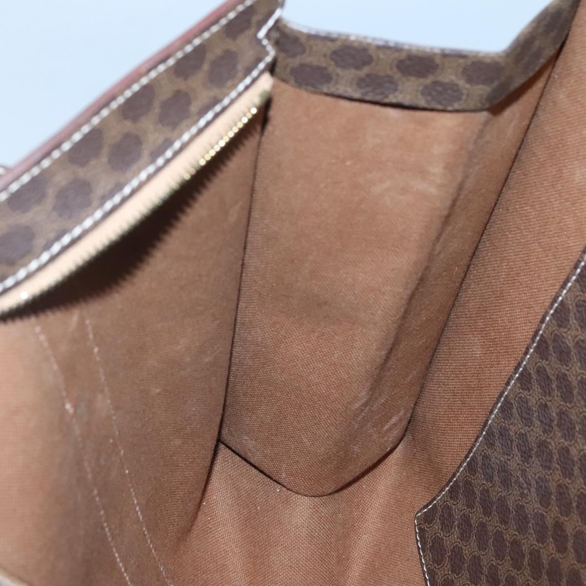 CELINE Macadam Canvas Tote Bag PVC Leather Brown Gold Auth 117440