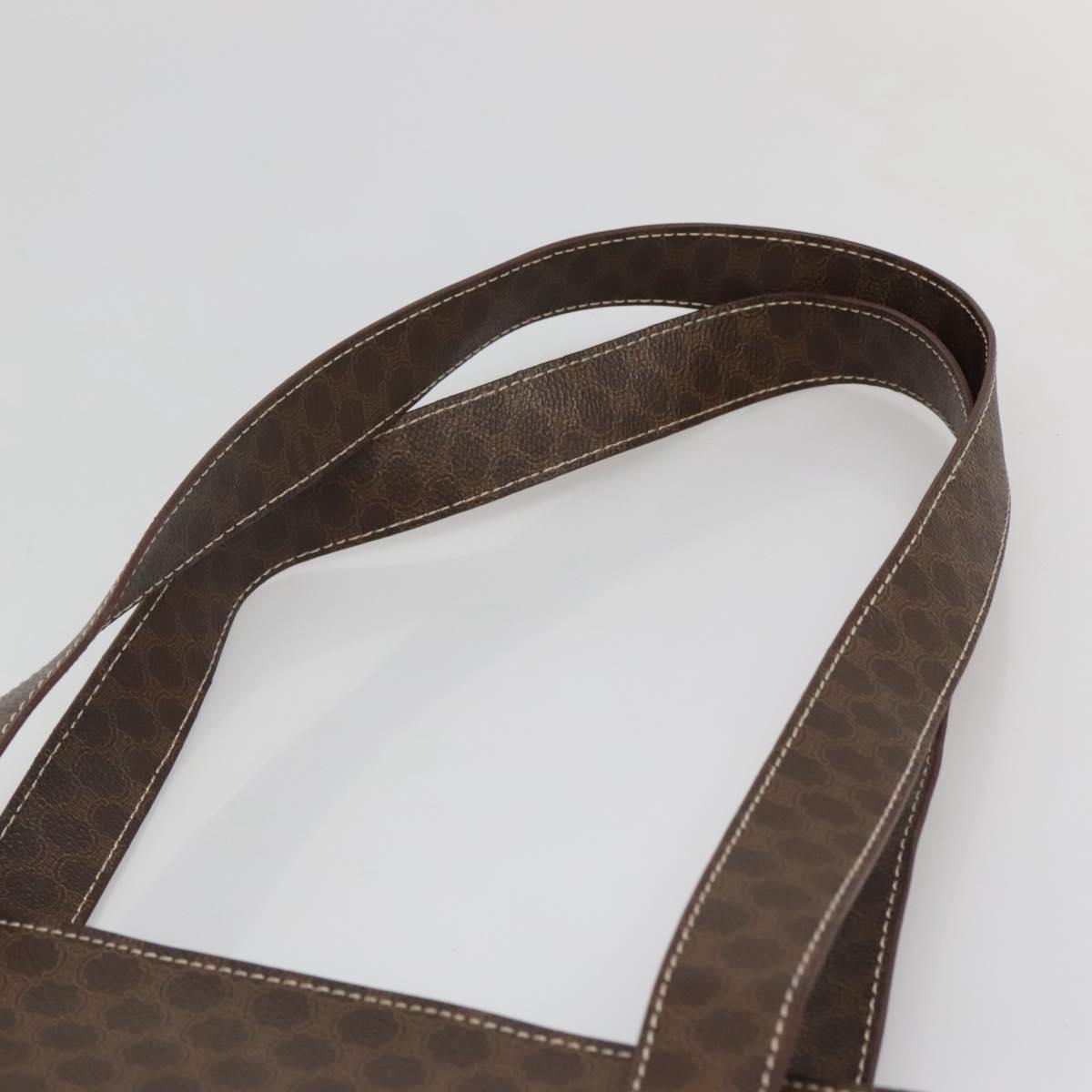 CELINE Macadam Canvas Tote Bag PVC Leather Brown Gold Auth 117440