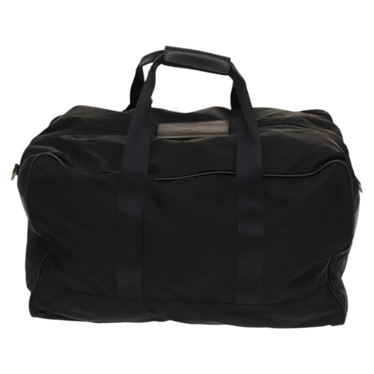 PRADA Boston Bag Nylon 2way Black Silver Auth 117470