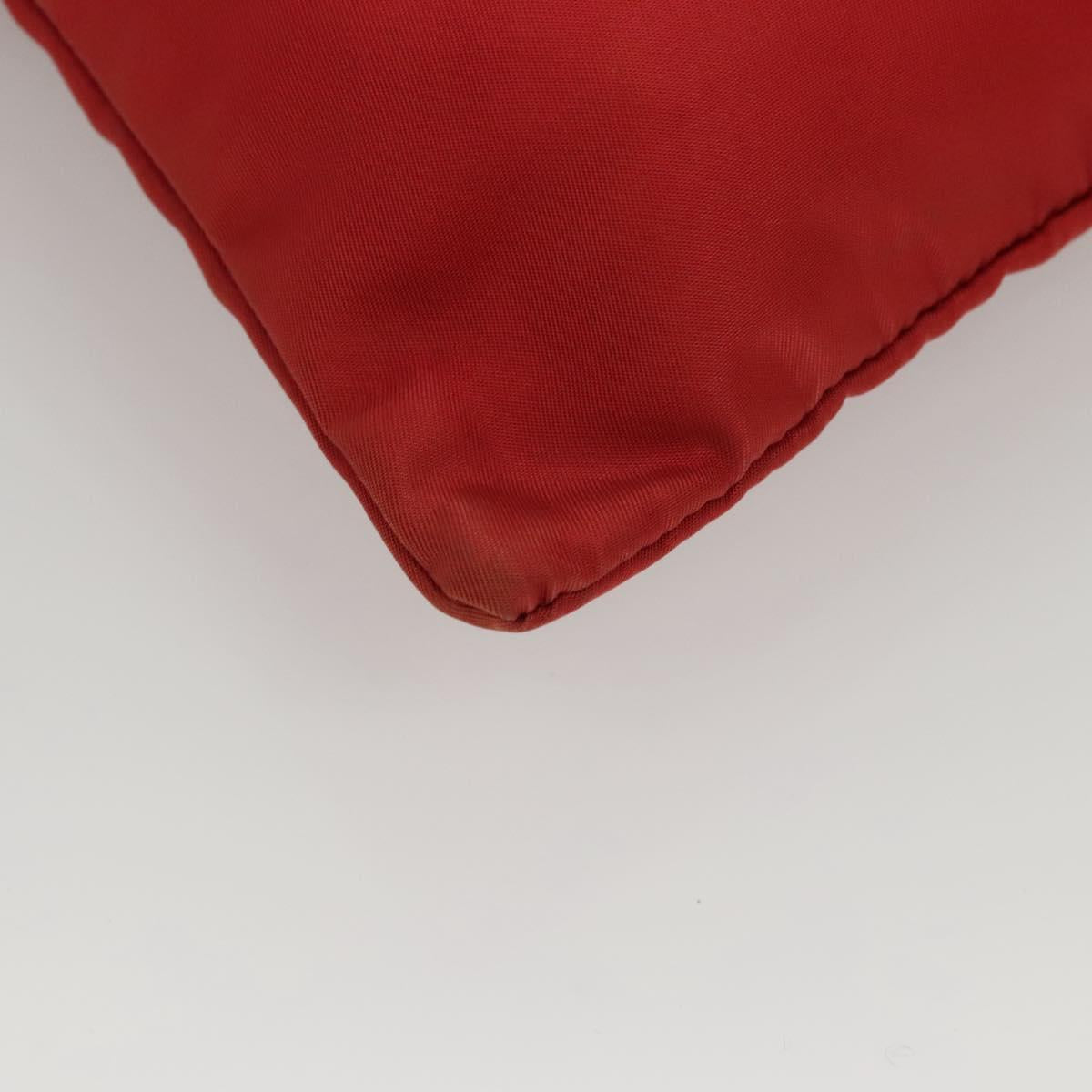 PRADA Shoulder Bag Nylon Red Silver Auth 117471