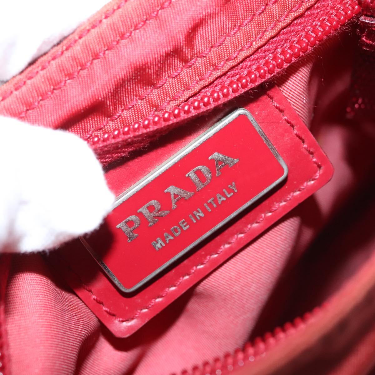 PRADA Shoulder Bag Nylon Red Silver Auth 117471