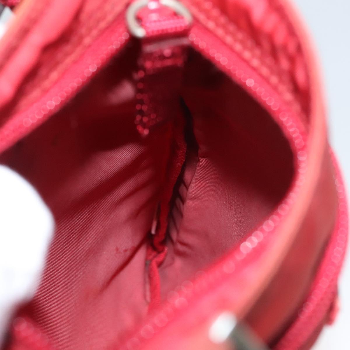 PRADA Shoulder Bag Nylon Red Silver Auth 117471