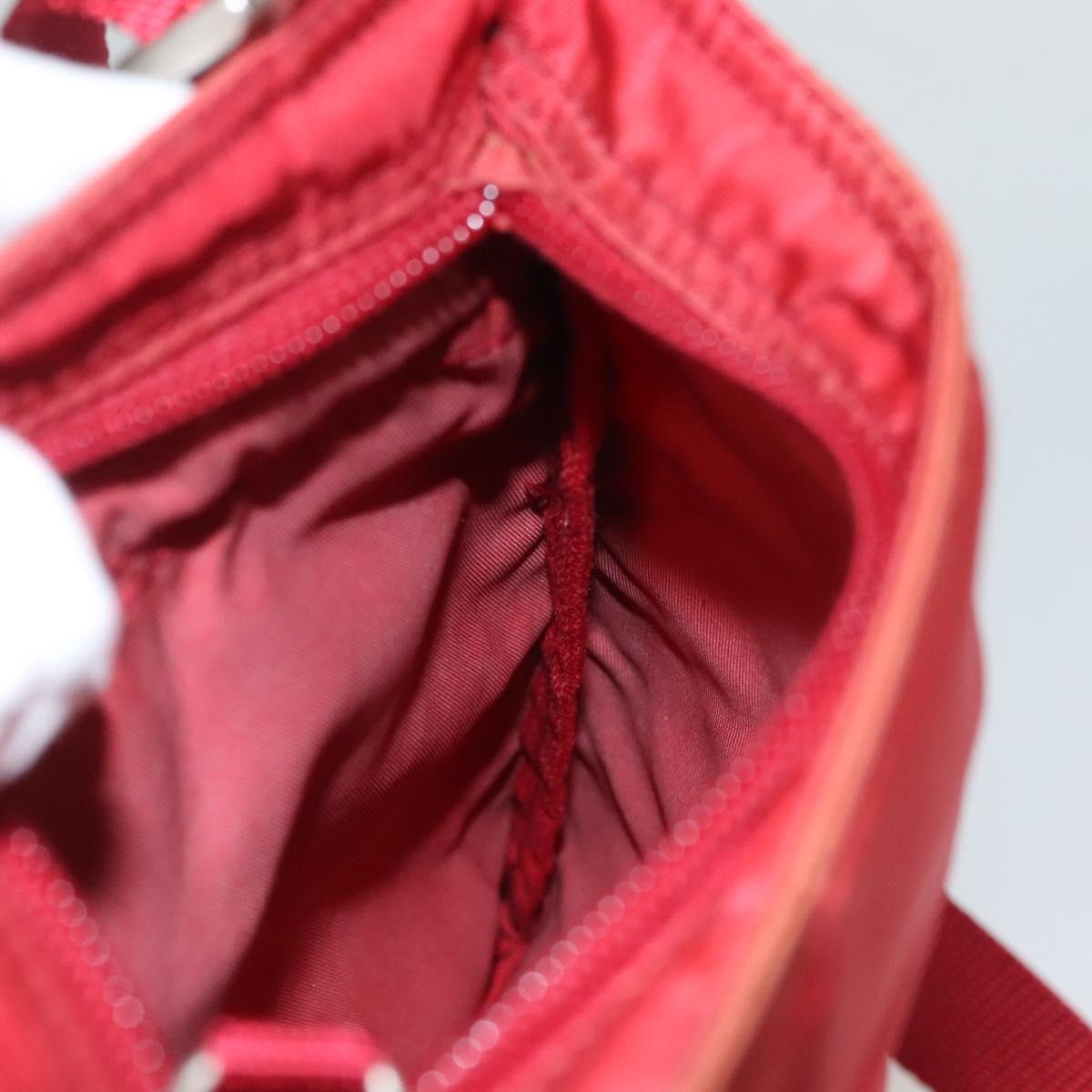 PRADA Shoulder Bag Nylon Red Silver Auth 117471