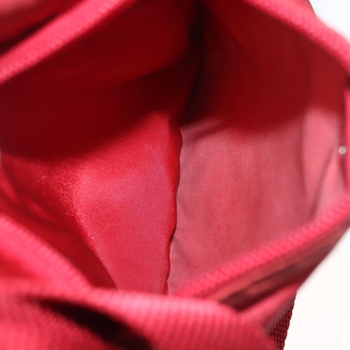 PRADA Shoulder Bag Nylon Red Silver Auth 117471