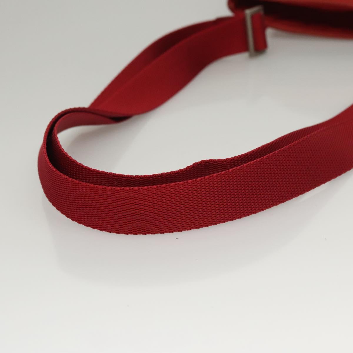 PRADA Shoulder Bag Nylon Red Silver Auth 117471