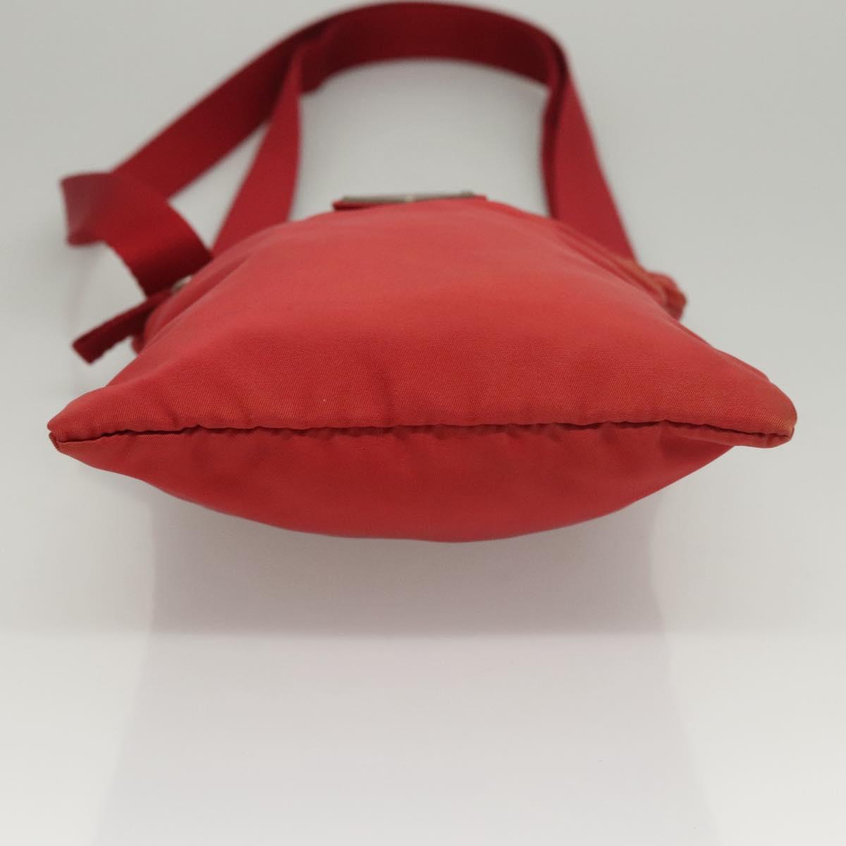 PRADA Shoulder Bag Nylon Red Silver Auth 117471