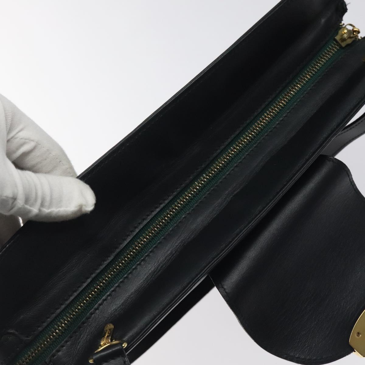 Salvatore Ferragamo Shoulder Bag Leather Black Gold Auth 117490