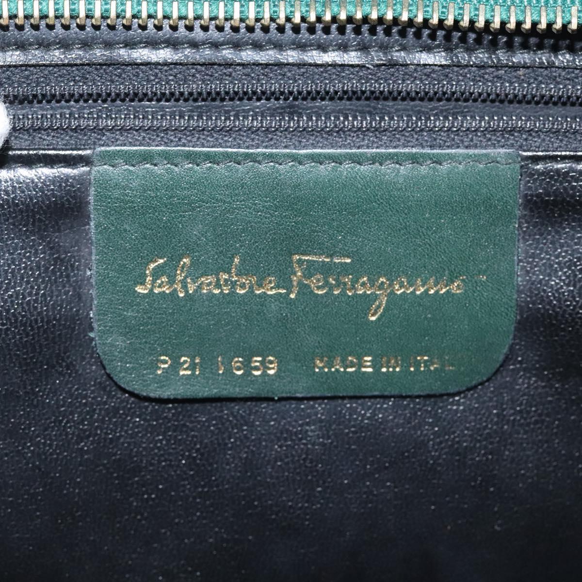 Salvatore Ferragamo Shoulder Bag Leather Black Gold Auth 117490