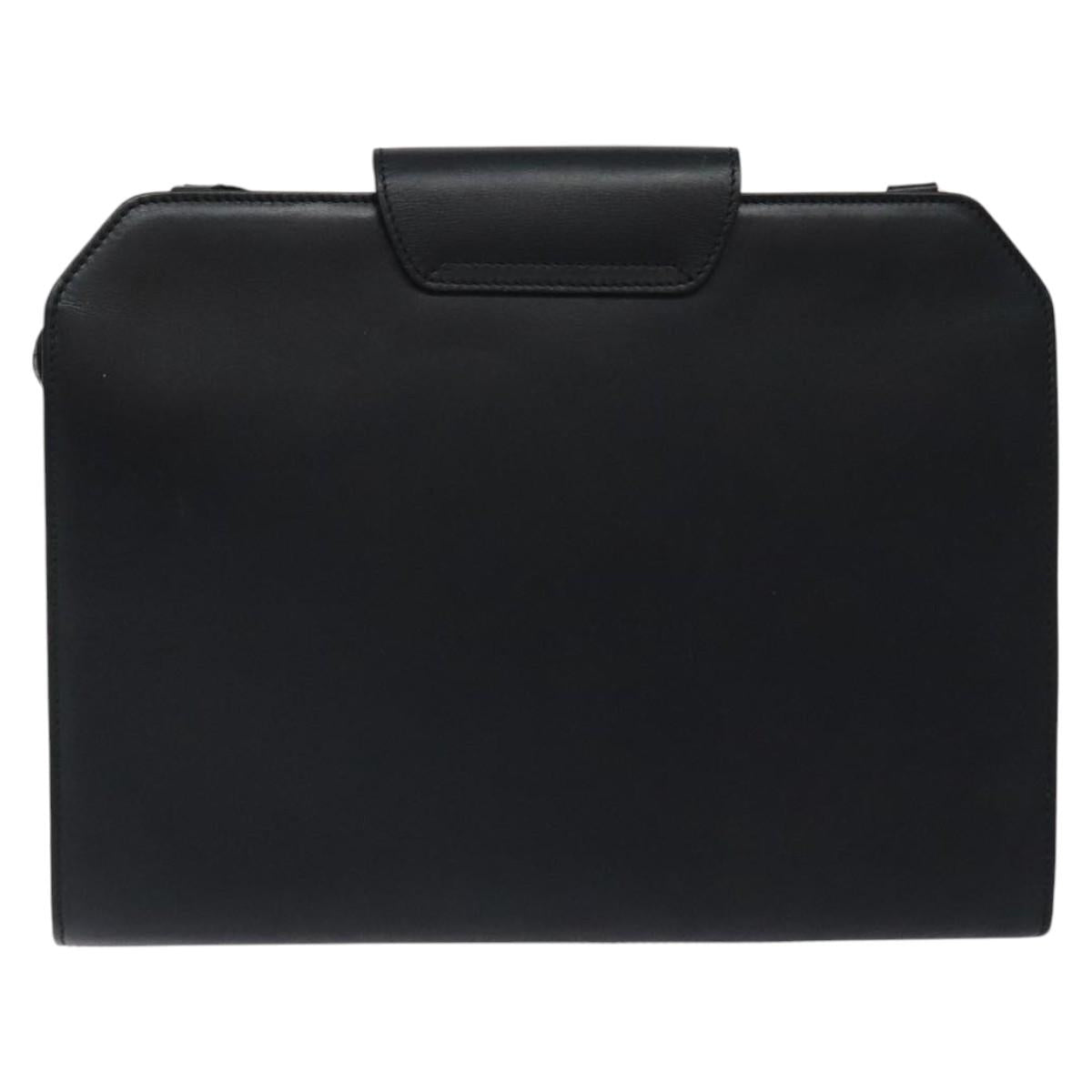 Salvatore Ferragamo Shoulder Bag Leather Black Gold Auth 117490