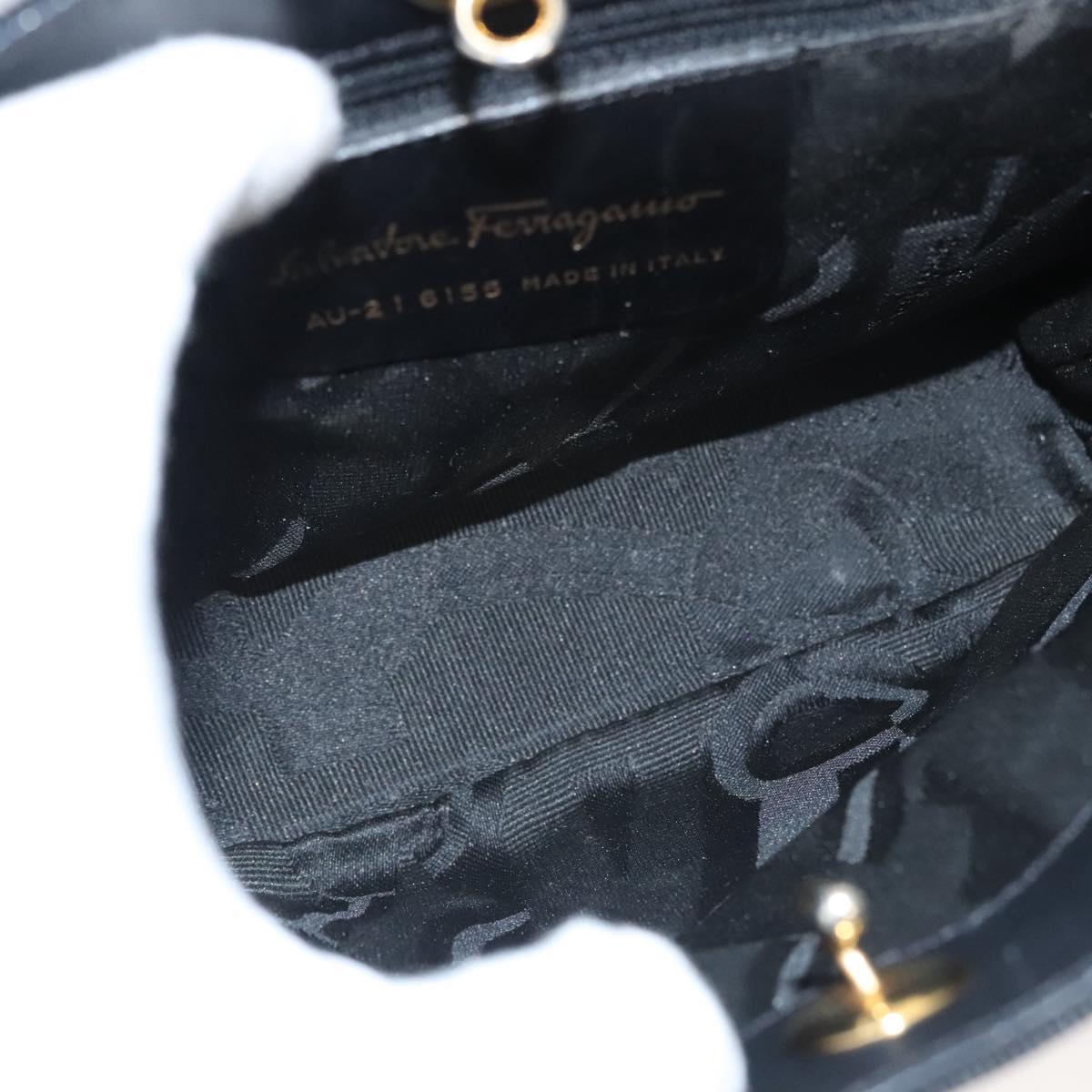 Salvatore Ferragamo Vala Hand Bag Canvas Black Auth 117491