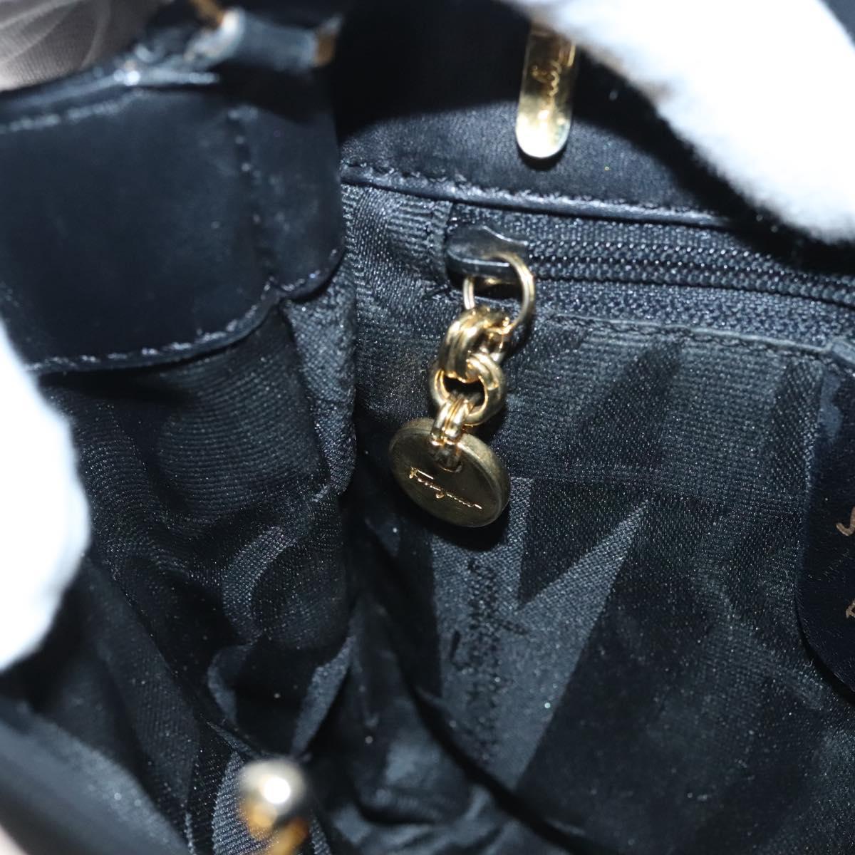 Salvatore Ferragamo Vala Hand Bag Canvas Black Auth 117491