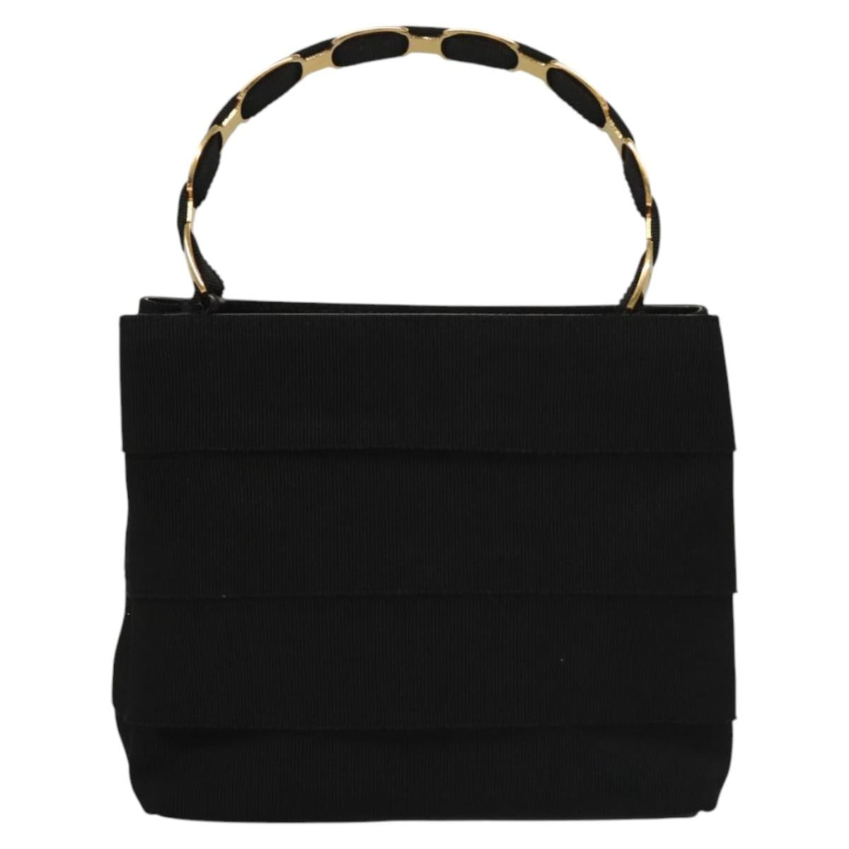 Salvatore Ferragamo Vala Hand Bag Canvas Black Auth 117491