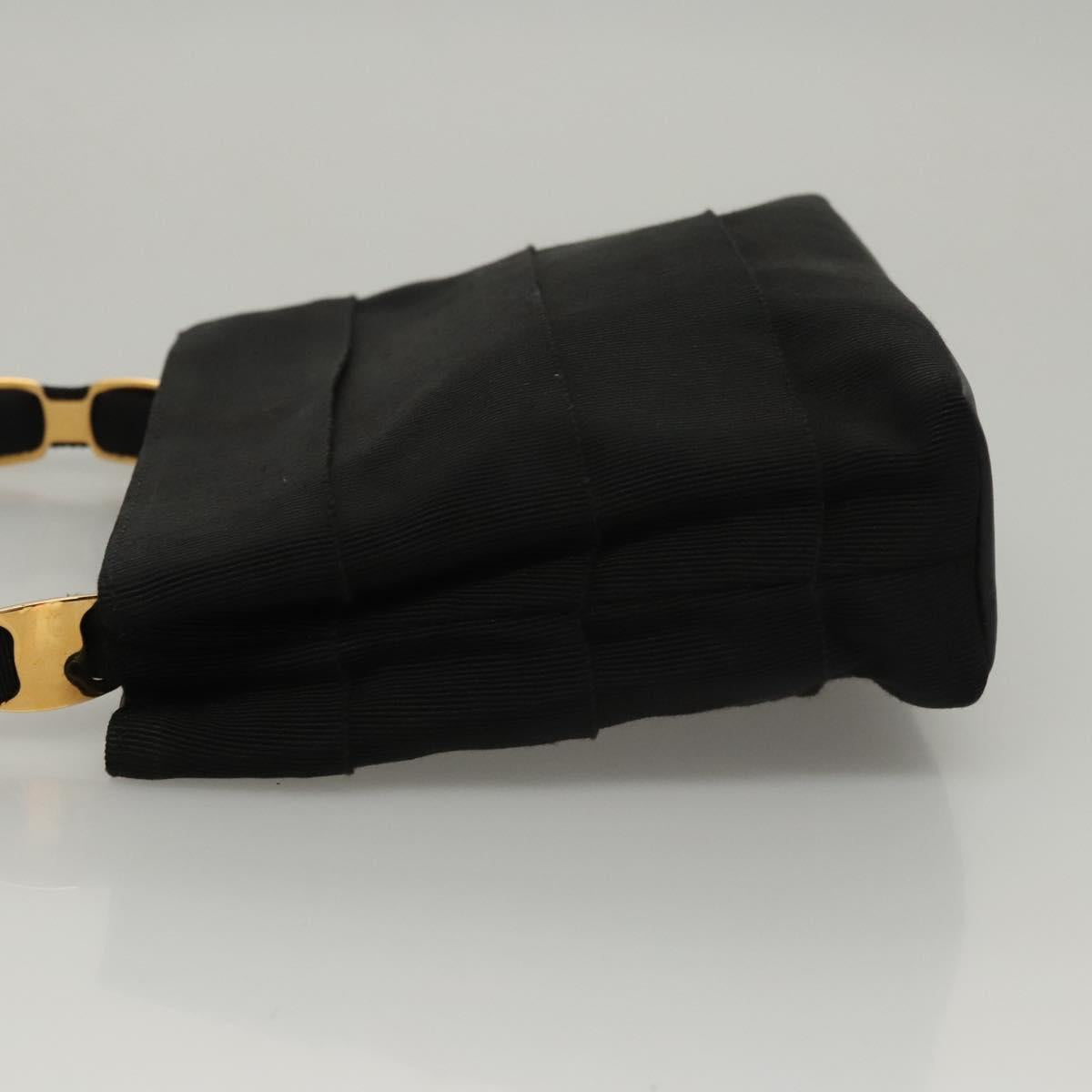 Salvatore Ferragamo Vala Hand Bag Canvas Black Auth 117491