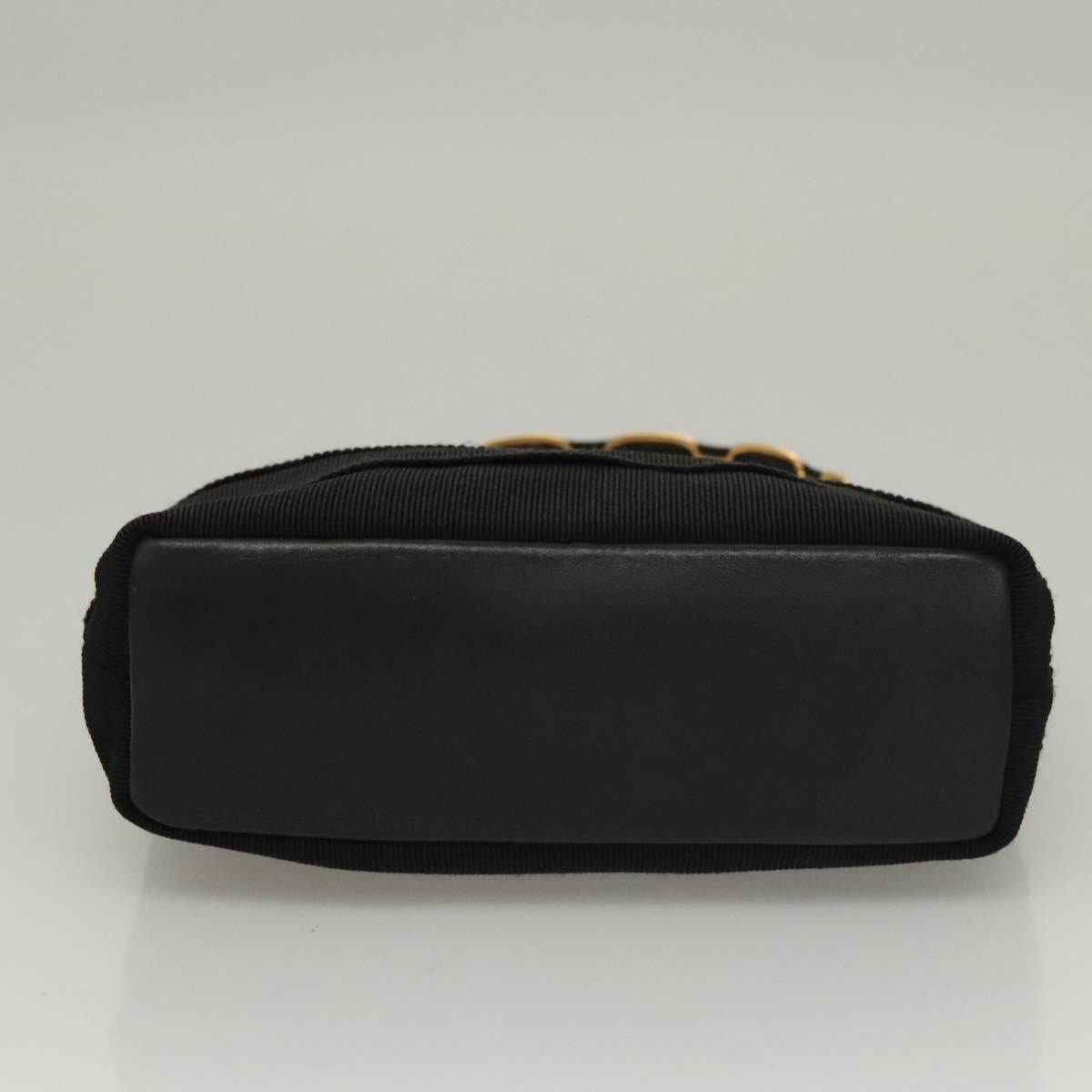 Salvatore Ferragamo Vala Hand Bag Canvas Black Auth 117491