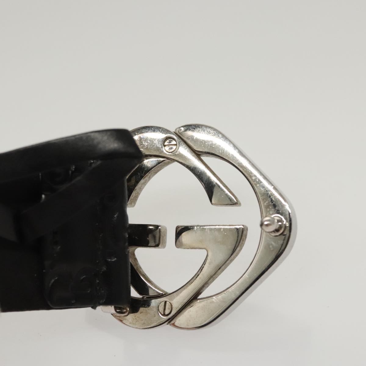 GUCCI GG Canvas Guccissima Belt Leather 38.6"" Black 182320 Auth 117503