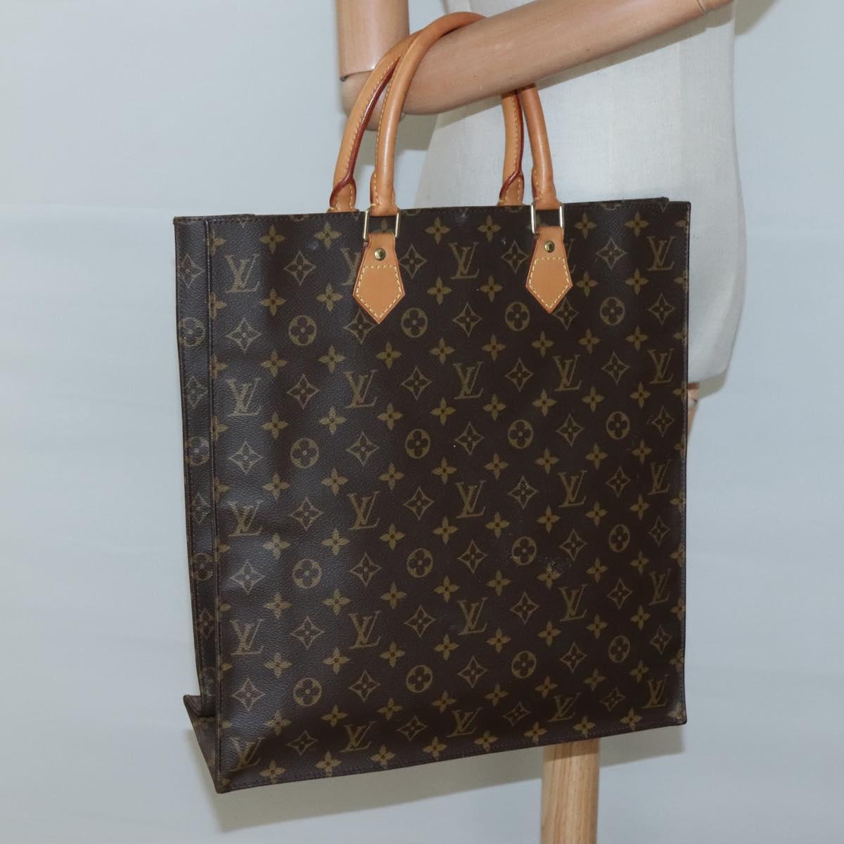 LOUIS VUITTON Monogram Sac Plat Hand Bag M51140 LV Auth 117530