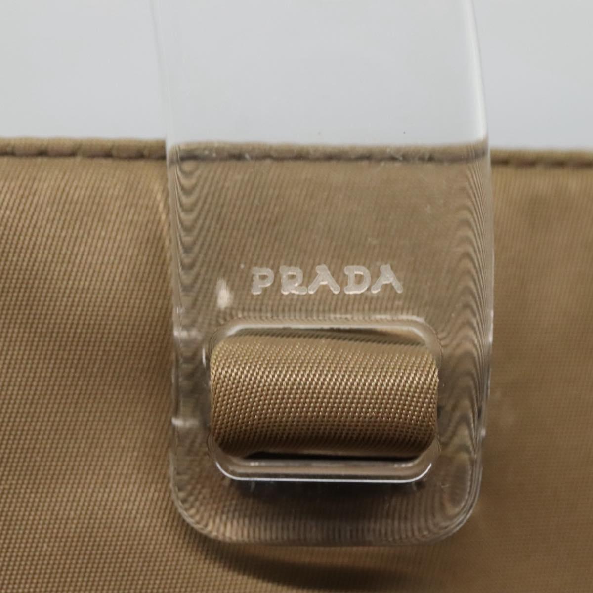 PRADA Hand Bag Nylon Khaki Silver Auth 117534