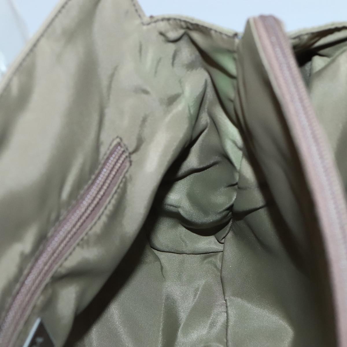 PRADA Hand Bag Nylon Khaki Silver Auth 117534