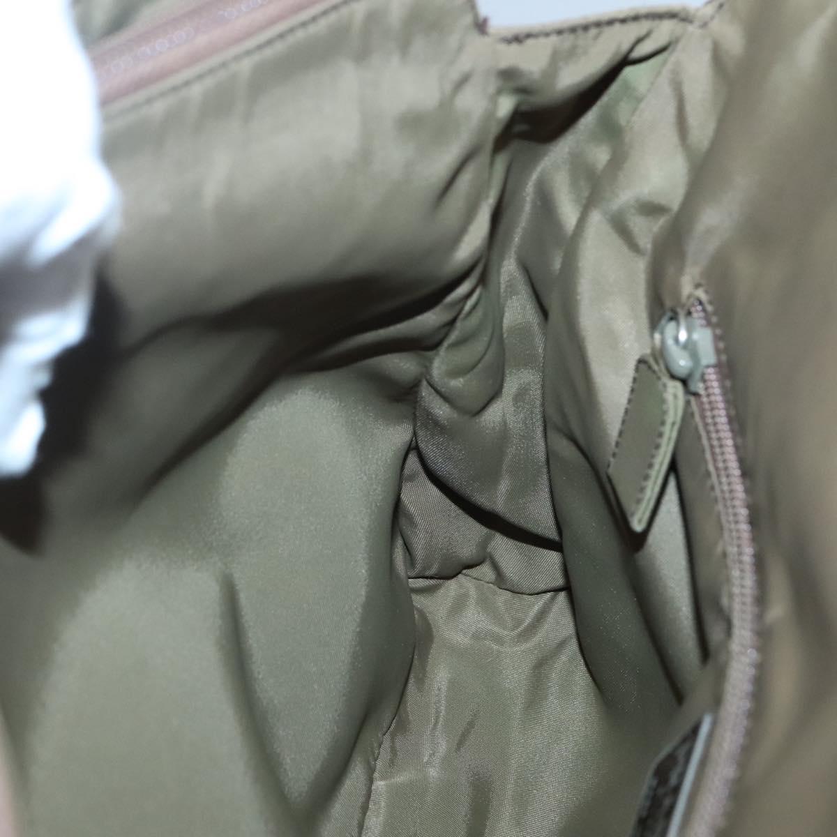 PRADA Hand Bag Nylon Khaki Silver Auth 117534