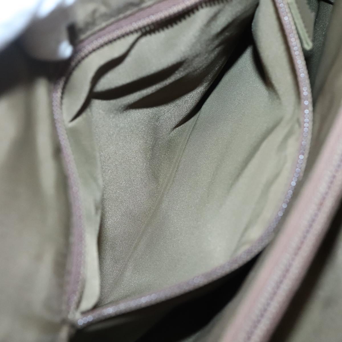 PRADA Hand Bag Nylon Khaki Silver Auth 117534