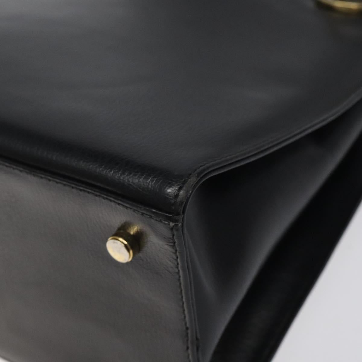 Salvatore Ferragamo Gancini Shoulder Bag Leather Black Gold Auth 117541