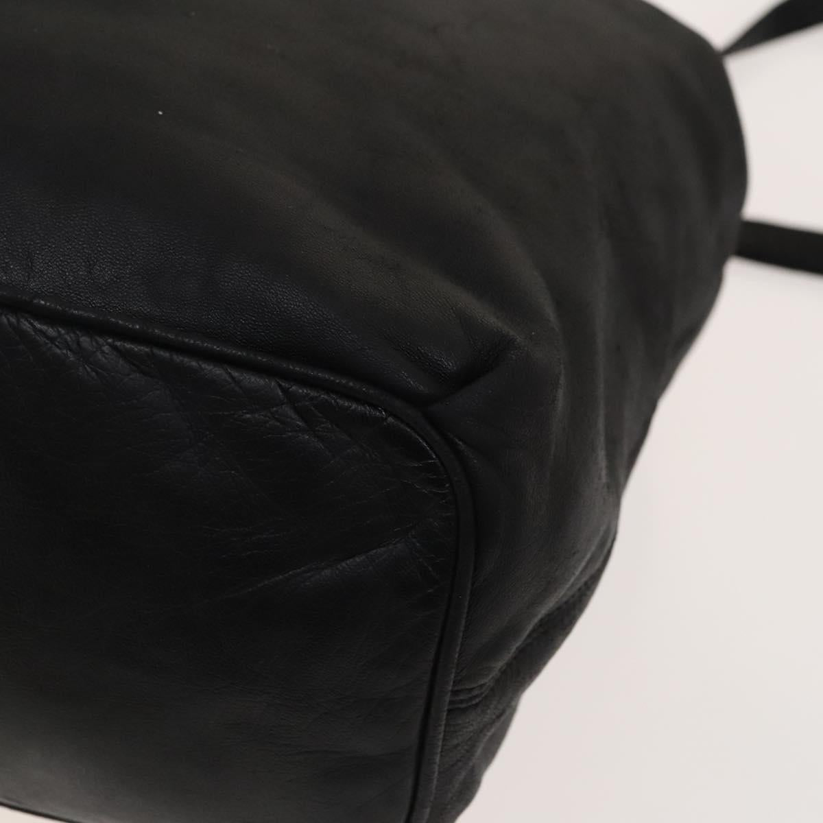 LOEWE Anagram Shoulder Bag Leather Black Gold Auth 117544